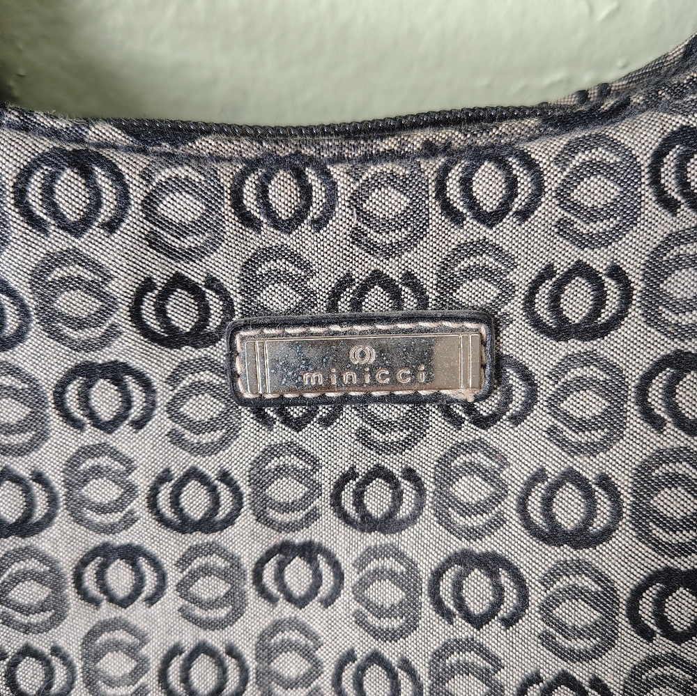 Minicci Hobo-style Patterned Canvas Logo Print Shoulder Bag - Picture 3 of 16
